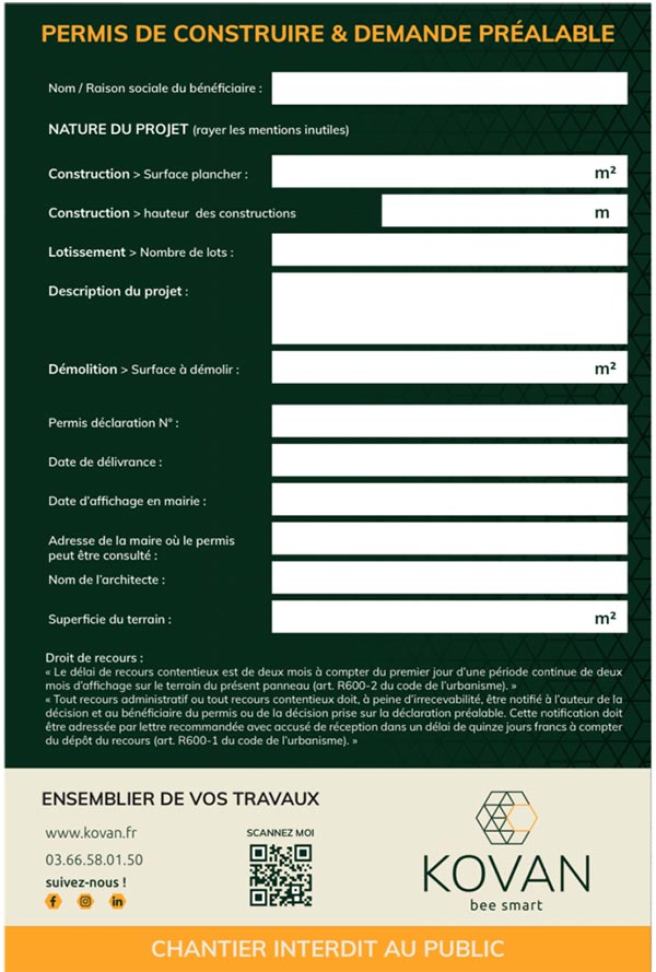 Demande préalable à la réalisation de travaux de construction ou rénovation